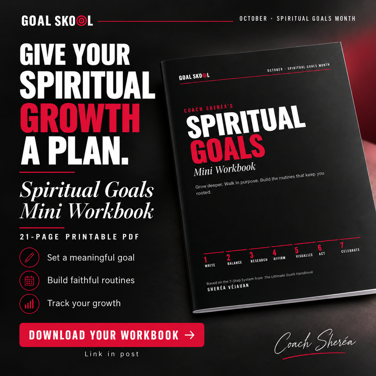 Spiritual Goals Mini Workbook | 21-Page Printable PDF